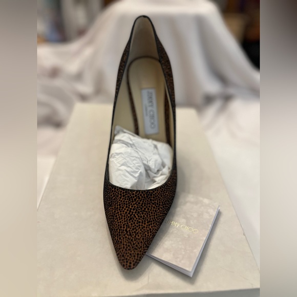 JIMMY CHOO NEW Retails $725 Tony Pump NEW IN BOX Animal Stiletto Suede Sz 38.5 - Picture 8 of 14